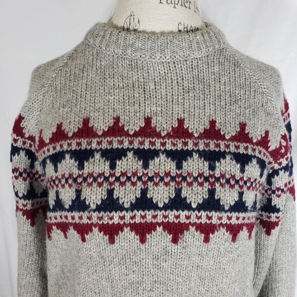 The Scotch House Made in Ireland Pure New Wool Sweater - Gray Red Blue - Sz 44" - Picture 2 of 7